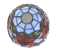 Hellery Stained Glass Lamp Shade Aesthetic Decorative for Wall Sconce, Tiffany Style, Blue Background with Red Flowers, Large Hole