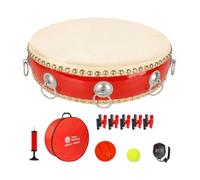 Hellery Team Building Drum Group Activity Cooperative Play Rope Handle Leather with ropes balls inflator stopwatch and bag suitable for teachers coaches youth camps40cmx10cm