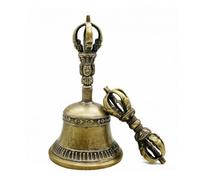 Hellery Tibetan Ritual Bell Set Buddhist Hand Bell with Vajra Traditional Vajra for Buddhists, Medium