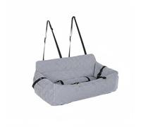 Hellery Vehicle Cushion Dog Pet Travel Bed Cushion Nest With Raised Sides Removable Cover Fill Gnaw Resistant Support Suitable for cross town drives weekend getaways, Blue And White Thin Stripe