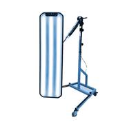 Hellery Vehicle Repair Lamp Automotive Body Panel Light With Adjustable Arm Rolling Floor Stand Stainless Steel Construction Suitable for shop repair bodywork service technician applications, Blue