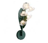Hellery Wall Lamp Floral Sconce USB Powered Iron Acrylic Leaf Backplate Petal Shade Warm COB Lighting Soft Glow Suitable for bedrooms hallways Living Decor, Transparent, Magnolia