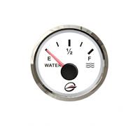 Hellery Waterproof Gauge Marine Water Level Gauge Circular Dial Indicator Stainless Steel Bezel PVC Case 12V 24V 0-190ohm, White Background Black Text/White Stainless Steel Frame GM-EP-E0052