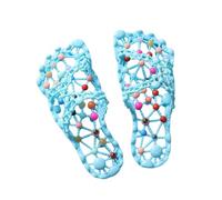 Hellery Women Bath Slippers Slide Sandals Shower Shoes Massage Sole Drainage Design Anti-Slip PVC Construction suitable for home wear dorm living washroom use, Light Blue, 39-40