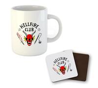 Hellfire Club Mug & Coaster Set | Demon Graphic Fantasy Coffee Mug | Fan Art Drinkware Gift