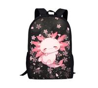 HELLHERO Cherry Blossom School Bag Cute Axolotl Backpack for Girls 6-8 8-10 Kids School Backpack Teen Girls School Bookbag Elementary Kindergarten Preschool Middle Schoolbag Travel Holiday Daypack