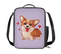 HELLHERO Corgi Dog Lunch Box for Kids Girls Insulated Lunch Bag Cooler Thermal Meal Lunch Tote Bags School Travel Outdoor Lunchboxes with Shoulder Strap and Mini Mesh Pocket