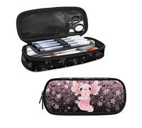 HELLHERO Cute Axolotl Pencil Case Pen Bag Cherry Blossom Pencil Pouch Holder Stationery Organzier for Adults Kids Teen Girls Boys School Office Home Desk Cosmetic Bags