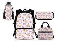 HELLHERO Cute Guinea Pig Backpack for Kids School Bag with Lunch Bag for Toddler Girls Preschool Boys School Bookbag with Pencil Case Water Bottle Sleeve 4pcs/set
