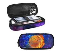 HELLHERO Galaxy Basketball Pencil Case for Kids Girls Boys Pencil Pouch Pen Bag Portable Pencil Cases Stationery Organzier Holder for Women Men School Office Travel Supplies