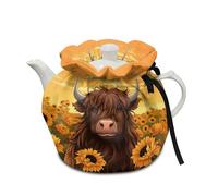 HELLHERO Highland Cow Tea Cozy for Teapot Cozies Tea Cosy Insulation Keep Warm Tea Pot Cozies Breakfast Teapot Dust Cover Kettle Quilt for Home Kitchen Holiday
