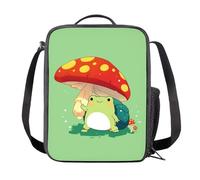 HELLHERO Mushroom Frog Lunch Bag for Girls 4-6 6-8 10-12 Cute Boys Insulated Lunch Box Kids Reusable Lunchbag Tote Handbag Crossbody Purse Picnic Organizer for School Workout Office