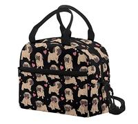 HELLHERO Pug Dog Lunch Bag for Kids Girls 8-12 14-16 Lunch Tote Bags for Women Metal Lunch Boxes Insulated Coolers Organzier School Lunchbag Travel Picnic Work Beach Camping