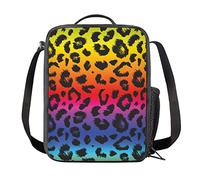 HELLHERO Rainbow Leopard Print Lunch Bag Girls Boys Lunch Boxes for School Work Lunchbag Insulated Lunchbox Multi-Functional Tote Meal Organzier