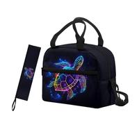 HELLHERO Sea Turtle Lunch Bag Insulated Lunchbag Reusable Lunch Box Tote Handbag Cooler Sack Pack Crossbody Bags with Tableware Carrying Pouch for Adult Kids Teen Travel School Picnic Office Work