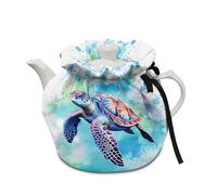HELLHERO Sea Turtle Tea Cozy Teapot Insulated Tea Cosy Breakfast Tea Pot Dust Cover Drawstring Bag Kettle Quilt Kitchen Home Decorative