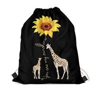 HELLHERO Sunflower Giraffe Drawstring Backpack String Bag Cinch Sackpack for Women Ladies Girls Kids Gym Shopping Sport Yoga Travel