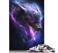 Hellhound in Purple Haze Puzzle 500 Piece Adult Jigsaw Puzzle Wooden Puzzle Jigsaws for Adults Jigsaw Puzzles for Adults 500pcs (52x38cm)