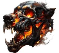 Hellhound Skull Vinyl Decal Stickers, Cover Marks, 300mm Tall Qty:1 Ideal for Wall, Car, Glass, Plastic, Bonnet, Door, Van, Bath & More, Large Hell Hound Graphic