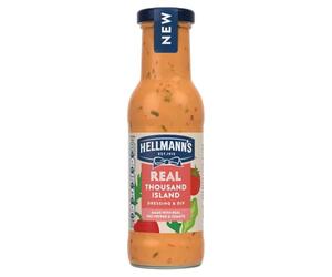 Hellmann's Real Thousand Island Salad Dressing & Dip vegetarian condiment free from artificial colours and flavours for salads, sandwiches, salmon and prawn cocktails 250 ml
