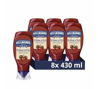 Hellmann's Squeeze Bottle Tomato Ketchup Condiment made with real tomatoes perfect on a burger 8x 430 ml