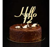 Hello 12 Cake Topper 60th Birthday Cake Topper Gllitter Gold Sixty 60 Years Old Birthday Cake Decorations Personalized Name Any Age Number 60th Anniversary Birthday Present For Him Her 6inch