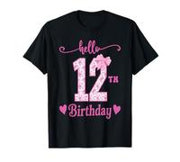 Hello 12th Birthday Girl Pink Coquette Bow 12 Year Old Funny T-Shirt