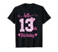 Hello 13th Birthday Girl Pink Coquette Bow 13 Year Old T-Shirt