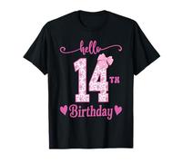 Hello 14th Birthday Girl Pink Coquette Bow 14 Year Old Funny T-Shirt