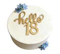 Hello 18 Birthday Cake Topper, Funny Happy 18th Birthday Party Cake Decorations, Hello Eighteen Cake Charm Decor for Girl and Boy, Gold Acrylic 18th Bday/Annversary Party Decoration Supplies