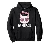 Hello 1st Grade Cute Kawaii Cat First Day Of School Girls Pullover Hoodie