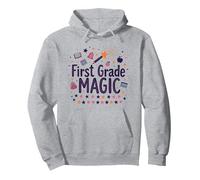 Hello 1st Grade Girl First Grade Magic School Fun Pullover Hoodie, Adult Unisex, Heather Grey, XXL