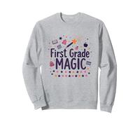 Hello 1st Grade Girl First Grade Magic School Fun Sweatshirt, Adult Unisex, Heather Grey, XL