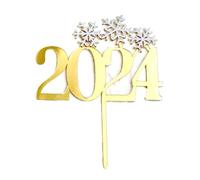 Hello 2024 Acrylic Cake Toppers, Snowflake Toothpick for New, B | Gold Color Acrylic Cake Decoration, Snowflake Shape, Toothpick for New Year Party, Home Party Supplies