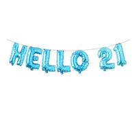 Hello 21 Foil Balloon Banner Letter Mylar Balloons for Twenty one 21th Birthday Celebration Party Decoration (HELLO 21 Blue Star)