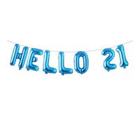 Hello 21 Foil Balloon Banner Letter Mylar Balloons for Twenty one 21th Birthday Celebration Party Decoration (HELLO 21 Blue)
