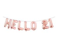 Hello 21 Foil Balloon Banner Letter Mylar Balloons for Twenty one 21th Birthday Celebration Party Decoration (HELLO 21 Rose Gold)