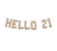 Hello 21 Foil Balloon Banner Letter Mylar Balloons for Twenty one 21th Birthday Celebration Party Decoration (HELLO 21 Caramel)