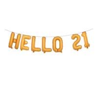 Hello 21 Foil Balloon Banner Letter Mylar Balloons for Twenty one 21th Birthday Celebration Party Decoration (HELLO 21 Orange)