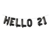 Hello 21 Foil Balloon Banner Letter Mylar Balloons for Twenty one 21th Birthday Celebration Party Decoration (HELLO 21 Black)