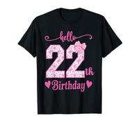 Hello 22nd Birthday Girl Pink Coquette Bow 22 Year Old Funny T-Shirt