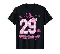 Hello 29th Birthday Girl Pink Coquette Bow 29 Year Old Funny T-Shirt