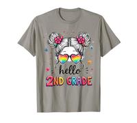 Hello 2nd Grade Messy Bun Back To School Outfits Girls T-Shirt