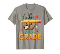 Hello 2nd Grade Sloth Back To School Second Grade Kids Girls T-Shirt