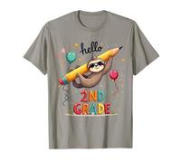 Hello 2nd Grade Sloth Back To School Second Grade Kids Girls T-Shirt