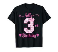 Hello 3rd Birthday Girl Pink Coquette Bow Third 3 Years Old T-Shirt