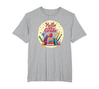 Hello 4th Grade Girl First Day School Supplies Graphic T-Shirt, Men's Big and Tall, Heather Grey, 2X Tall