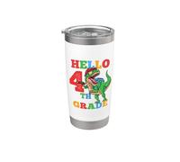 Hello 4th Grade T-Rex Dinosaur Back to School Boys Stainless Steel Insulated Tumbler