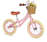 Hello-5ive 14 Inch Balance Bike for Kids, Lightweight Height-adjustable Bike with Removable Basket, Carbon Steel Frame and Rubber Pneumatic Tires, Toddler Balance Bike for 3,4,5,6, Years Old (Pink)