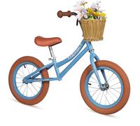 Hello-5ive 14 Inch Balance Bike for Kids, Lightweight Height-adjustable Bike with Removable Basket, Carbon Steel Frame and Rubber Pneumatic Tires, Toddler Balance Bike for 3,4,5,6, Years Old (Blue)